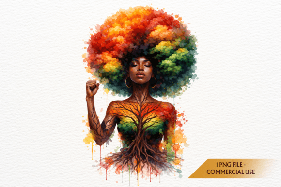 Download Black History Month PNG Afro Woman Tree - Black history month png Collection