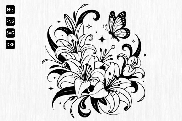 Download Lily Flower Svg, Butterfly Flower Svg - Butterfly flower svg Collection